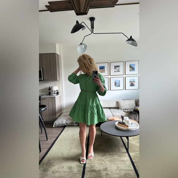 Oak + Fort Peppermint COLLARED BUTTON FRONT TIERED DRESS Size M - Picture 4 of 11